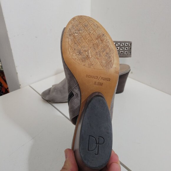 Donald Pliner Grey Suede Studded Open Toe Bootie Size 8.5 - Picture 3 of 5